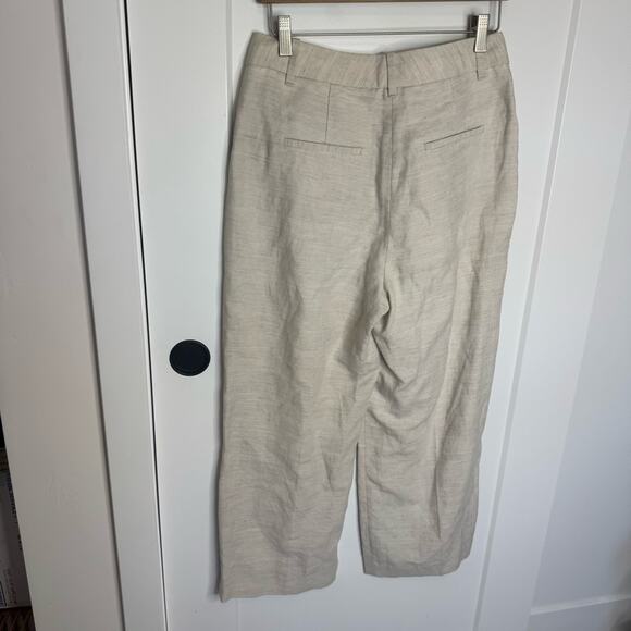 Aritzia The Effortless Pant Cropped Trousers Cruise Linen Natural Ecru Size 6 - Picture 5 of 6